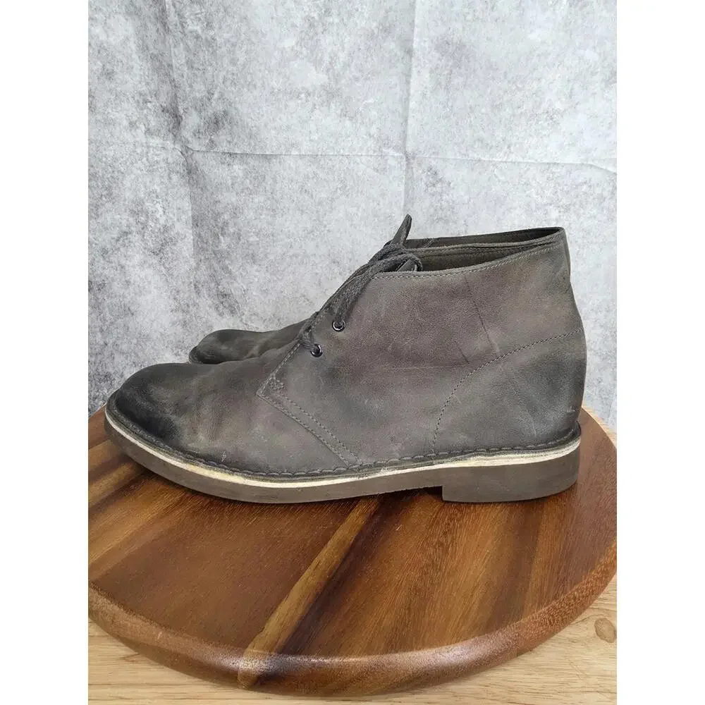 Clarks Chukka Boots Mens 11.5‎ M Buschacre 2 Gray Leather Lace Up Ankle Shoes